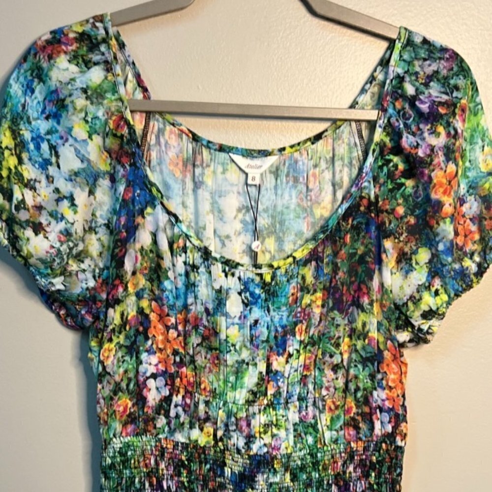 Atelier Women's Blue Wildflower Maxi Dress Size 8 - Picture 3 of 10